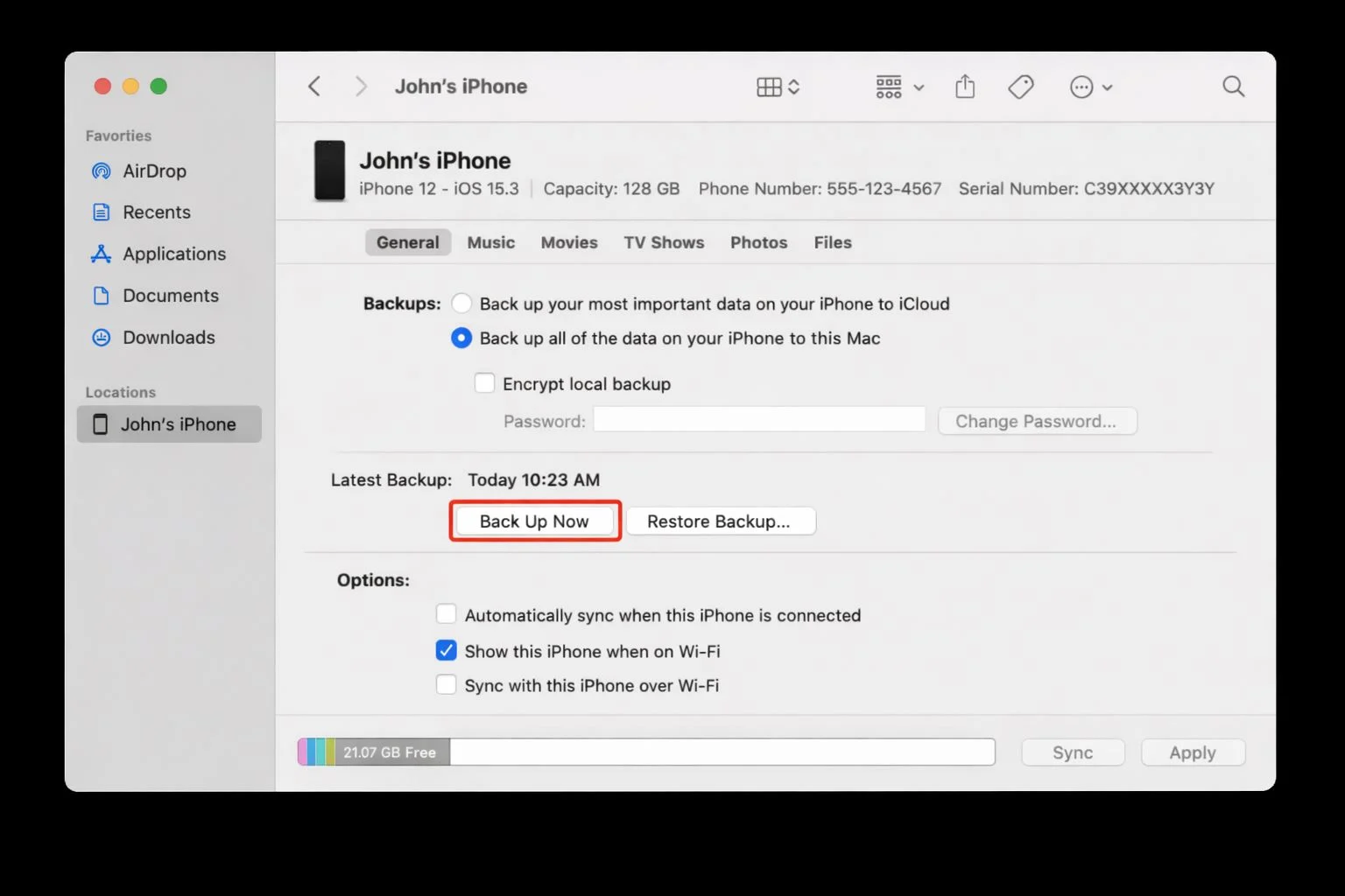 Backup iPhone Using a Computer